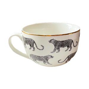 H&M LARGE LEOPARD MUG WITH GOLD FOIL ACCENT- NEW W/O TAGS